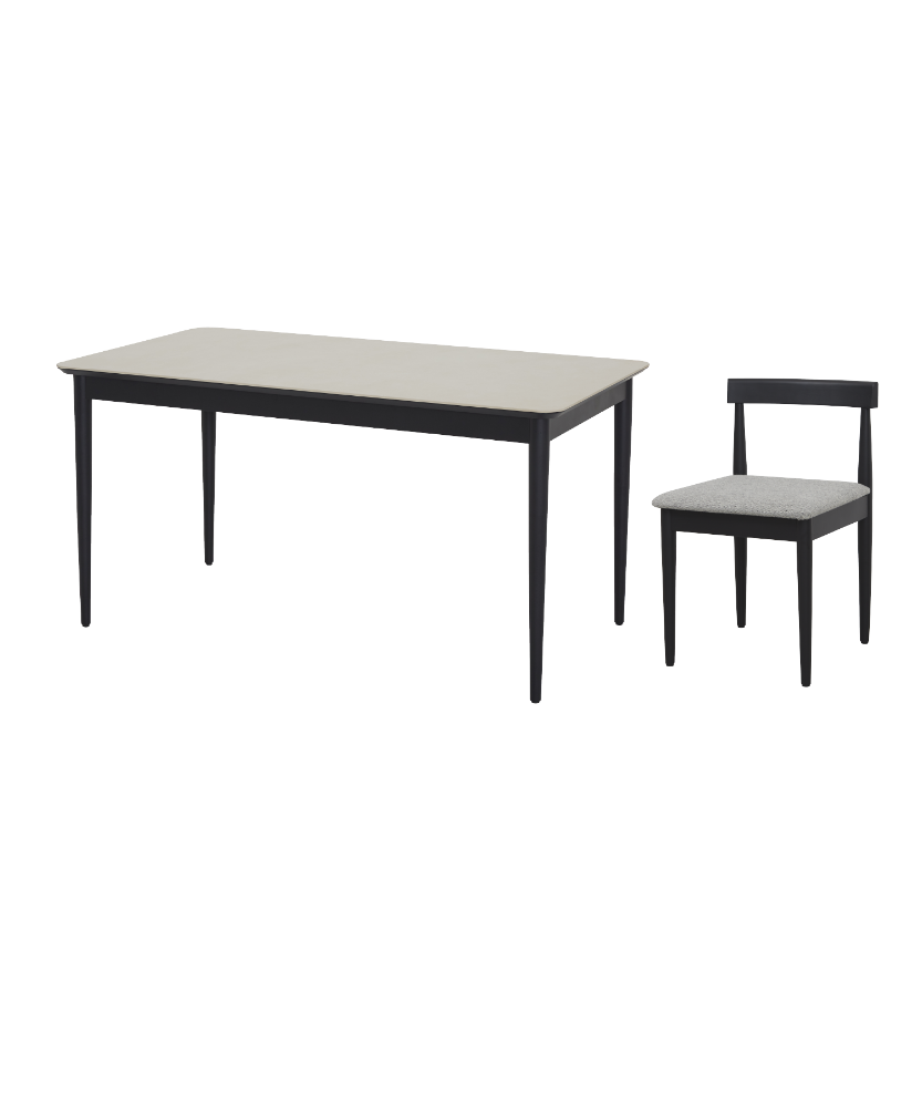 PL 마론 오블롱 테이블(블랙 우드) + 마론 체어 시크 블랙 SET